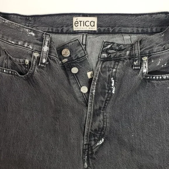 Anthropologie Etica Marley Ultra High Rise Baggy Jeans Women's Sz 30 Icicle Grey - Picture 2 of 16